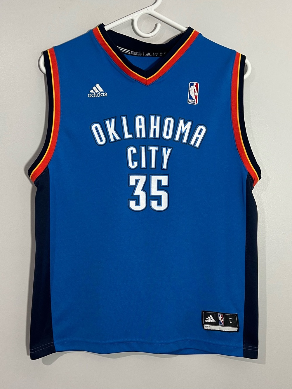Adidas Oklahoma City Thunder OKC Kevin Durant KD Blue Basketball Jersey Youth L